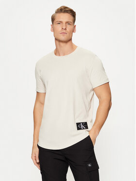 Calvin Klein Jeans Calvin Klein Jeans Тишърт Badge Turn Up Sleeve J30J323482 Екрю Regular Fit