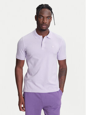 United Colors Of Benetton United Colors Of Benetton Тениска с яка и копчета 3WG9U301Z Виолетов Slim Fit