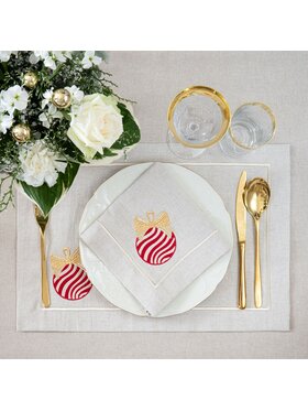 Roseberry Home Roseberry Home Podkładka na stół Jingle Bells & Christmas Bauble Mirha Beżowy