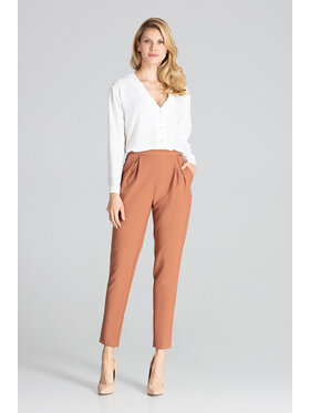 FIGL FIGL Spodnie damskie M676 Brązowy Regular Fit