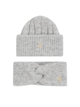Tommy Hilfiger Tommy Hilfiger Dárková sada Th Timeless Beanie + Headband AW0AW15370P4A Šedá