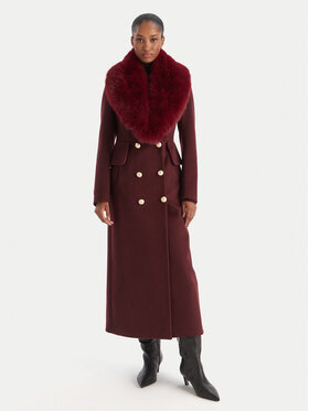 YES LONDON YES LONDON Płaszcz wełniany CD1230ECO Bordowy Regular Fit