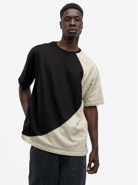Good Luck Good Luck T-Shirt Koszulka Męska Z Krótkim Rękawem Oversize Czarna / Beżowa GOOD LUCK Loopy XXL Czarny Regular Fit