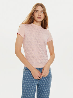 Guess Guess T-shirt W4BI26 J1314 Ružičasta Slim Fit