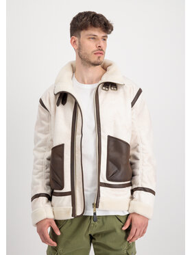Alpha Industries Alpha Industries Kurtka skórzana B-3 Arctic Leather Jacket Beżowy Regular Fit