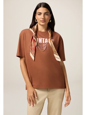 Oltre Oltre T-Shirt G045J004410N012 Brązowy Regular Fit