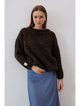Fobya Fobya Sweter F2050 Brązowy Basic Fit