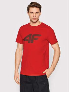 4F 4F T-Shirt H4L22-TSM353 Czerwony Regular Fit