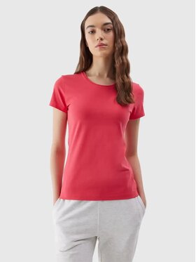 4F 4F T-Shirt 4FWSS24 TTSHF1161 62S CZERWONY L Czerwony Custom Slim Fit