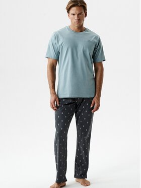 Atlantic Atlantic Piżama Long Peach Effect Niebieski