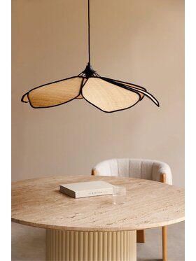 MIAhome MIAhome Lampa wisząca beżowo-czarna Benavid Ø75 cm Beżowy