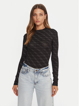 Guess Guess Боді W5BP09 K68D2 Чорний Slim Fit