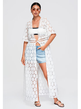Ombre Ombre Sweter OW-SW-E0001 Biały Loose Fit