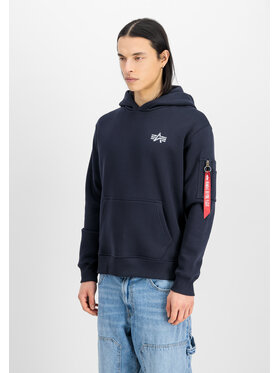 Alpha Industries Alpha Industries Bluza Signature Back Print Hoodie Błękitny Regular Fit