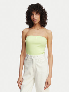 Tommy Jeans Tommy Jeans Top DW0DW22263 Verde deschis Slim Fit
