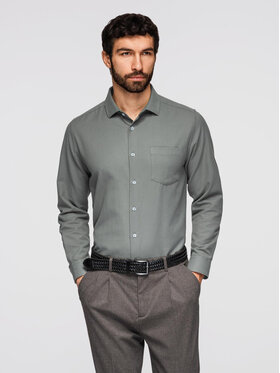 Ombre Ombre Koszula K694 Khaki Regular Fit