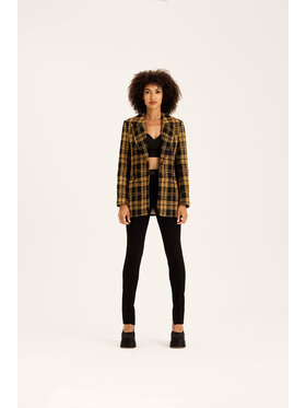 Chérir Paris Chérir Paris Marynarka boucle w kratę Żółty Regular Fit
