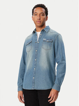 Guess Guess Džinsa krekls M6BH02 D2068 Zils Slim Fit