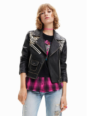 Desigual Desigual Ādas imitācijas jaka Jacksonville 23SWEW33 Melns Regular Fit