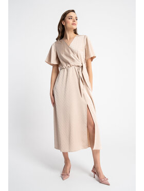 CLICK CLICK Letné šaty 60-6107 Béžová Comfortable Fit