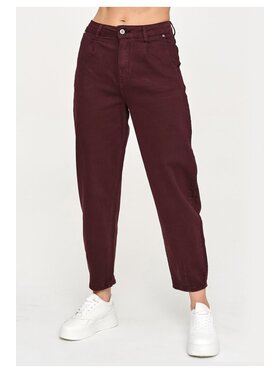 Makadamia Makadamia Jeansy C109 Bordowy Baggy Fit