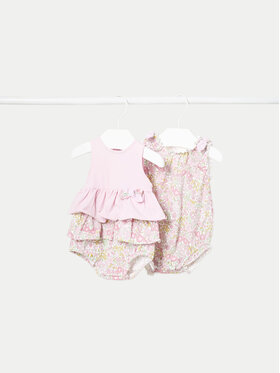 Mayoral Mayoral 2 чифта бебешки гащеризони без стъпала 01606 Розов Regular Fit