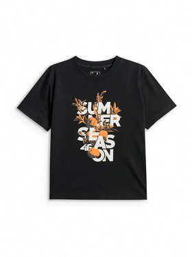 4F 4F T-Shirt BEACHWEAR Czarny Boxy Fit