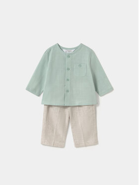 Mayoral Mayoral Completo camicia e pantaloni di tessuto 1564 Verde Regular Fit
