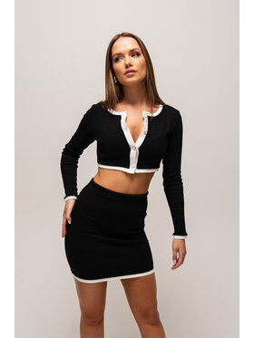 Nudyess Nudyess Spódnica mini Oreo z prążka Czarny Fitted Fit