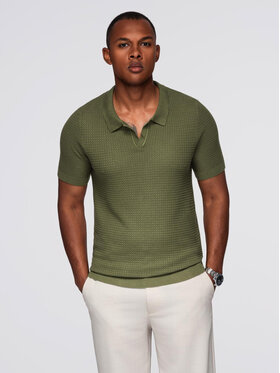 Ombre Ombre Polo OM-POSS-0157 Zielony Slim Fit
