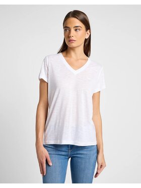 Lee Lee T-Shirt V NECK TEE Biały Regular Fit