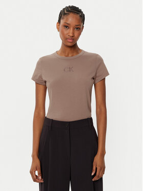 Calvin Klein Calvin Klein Tričko Satin K20K207974 Hnedá Regular Fit