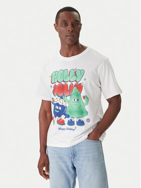 Jack & Jones Jack & Jones Tricou Holiday Cartoon 12287550 Alb Relaxed Fit
