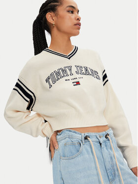 Tommy Jeans Džemper Varsity DW0DW18692 Écru Regular Fit