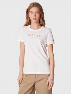 Tommy Hilfiger Tommy Hilfiger Tricou Foil WW0WW37194 Alb Regular Fit