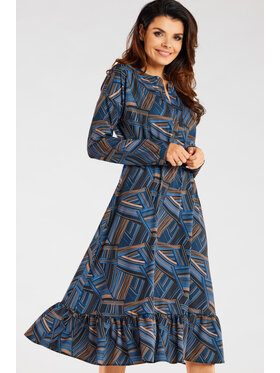 Awama Awama Sukienka koszulowa A468 Granatowy Basic Fit