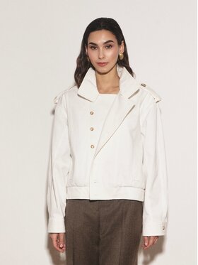 Entelier Entelier Kurtka przejściowa krótka pudełkowa Biały Modern Relaxed Fit