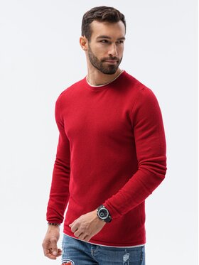 Ombre Ombre Sweter E121 Czerwony Regular Fit