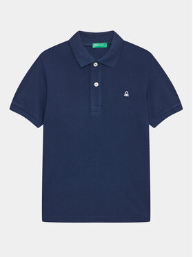 United Colors Of Benetton United Colors Of Benetton Тениска с яка и копчета 3089C300Q Тъмносин Regular Fit