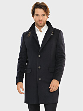 Evenemen Evenemen Płaszcz wełniany FLORESTI Granatowy Slim Fit