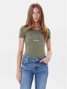 Guess Guess Marškinėliai W5YI05 J1314 Chaki Regular Fit