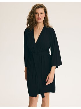 Esotiq Esotiq Szlafrok 45995 Czarny Regular Fit