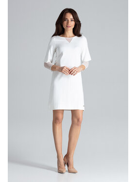 Lenitif Lenitif Sukienka L015 Écru Regular Fit