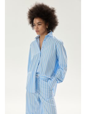 Laretaggio Laretaggio Spodnie materiałowe TERAMO STRIPED TROUSERS IN BLUE Niebieski Oversize