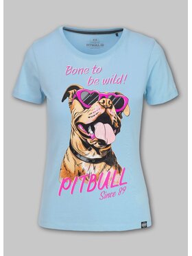PITBULL PITBULL T-Shirt Koszulka damska SUNGLASSES DOG XS Błękitny Regular Fit