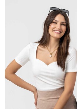 Lunedi Lunedi Top z dekoltem w serce Biały Regular Fit