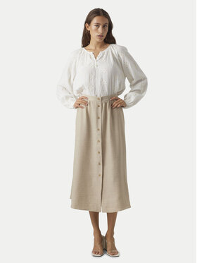 Vero Moda Vero Moda Spódnica midi Melaney 10304134 Beżowy Regular Fit
