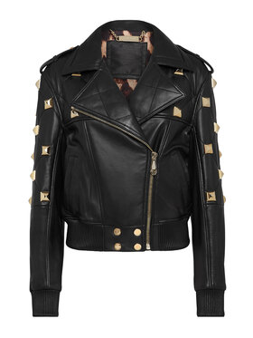 PHILIPP PLEIN PHILIPP PLEIN Kožená bunda 2219 Čierna Slim Fit