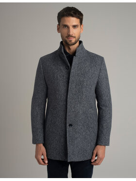 Borgio Borgio Płaszcz wełniany rivara_g1 Granatowy Slim Fit