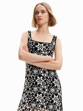 Desigual Desigual Haljina za svaki dan Daisies 23SWVF01 Crna Regular Fit